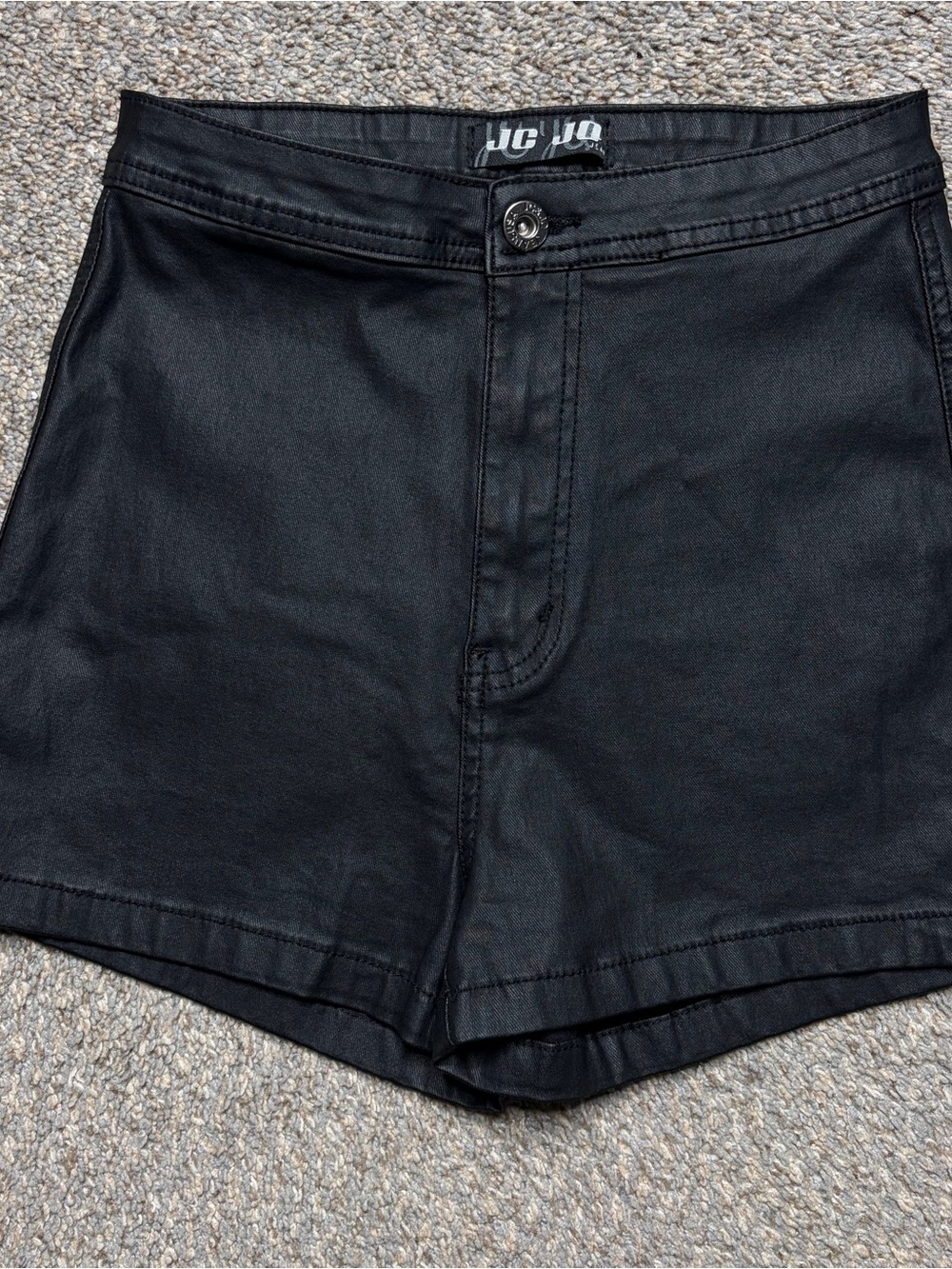 Vintage Y2K Black Metallic High Waisted Shorts Rave Goth indie sleaze retro